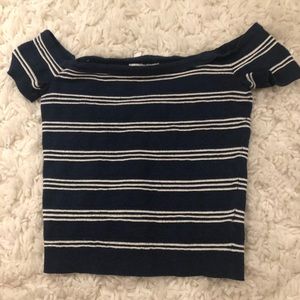 American Eagle Striped Off the Shoulder Top